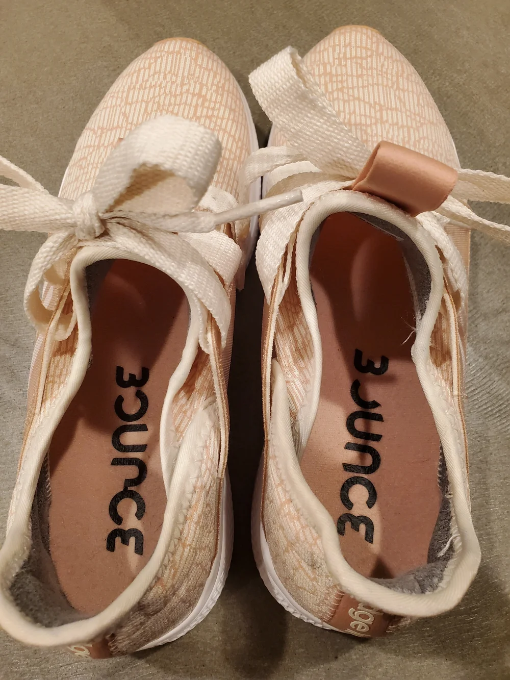 adidas Bounce Women's Light Pink Tan Lace-Up Sneakers - Picture 7 of 10